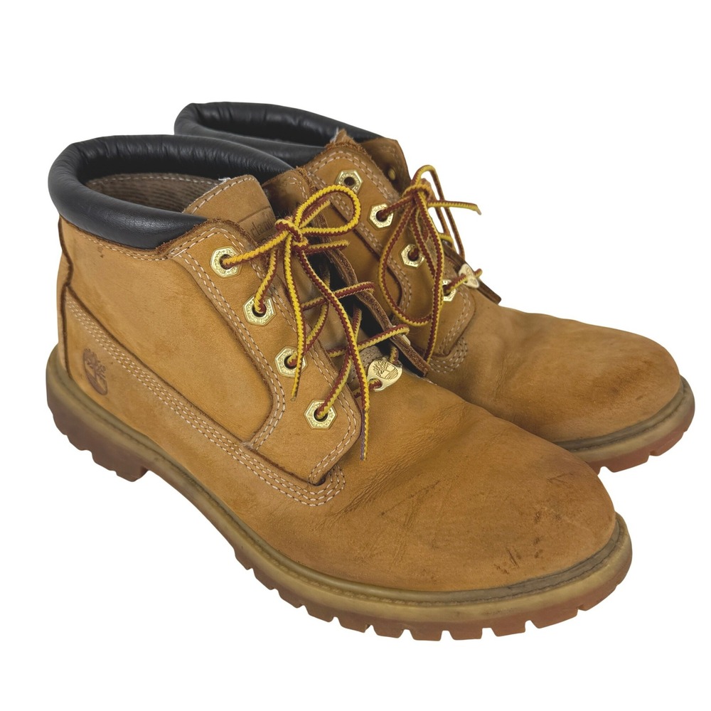 Timberland Womens Wheat Nubuck Waterproof Boots Tan Leather Lace‎ Up 6.5 M